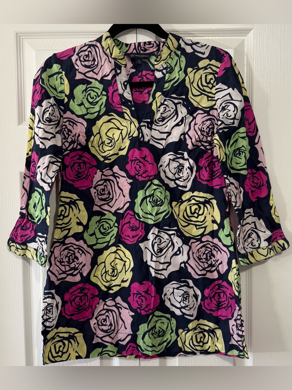 Brooks Brothers Floral Rose Print Tunic Top Size Small